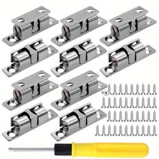 TEMU 10pcs Adjustable Double Ball Catches, 48mm - Polished For Kitchen Cabinets, Wardrobe Doors & Drawer Locks, Silvery