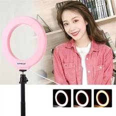 PULUZ 6,2 tum USB 3 lägen Dimbar LED- Ring Vlogging Fotografering Videobelysning med Cold Shoe Tripod Ball Head