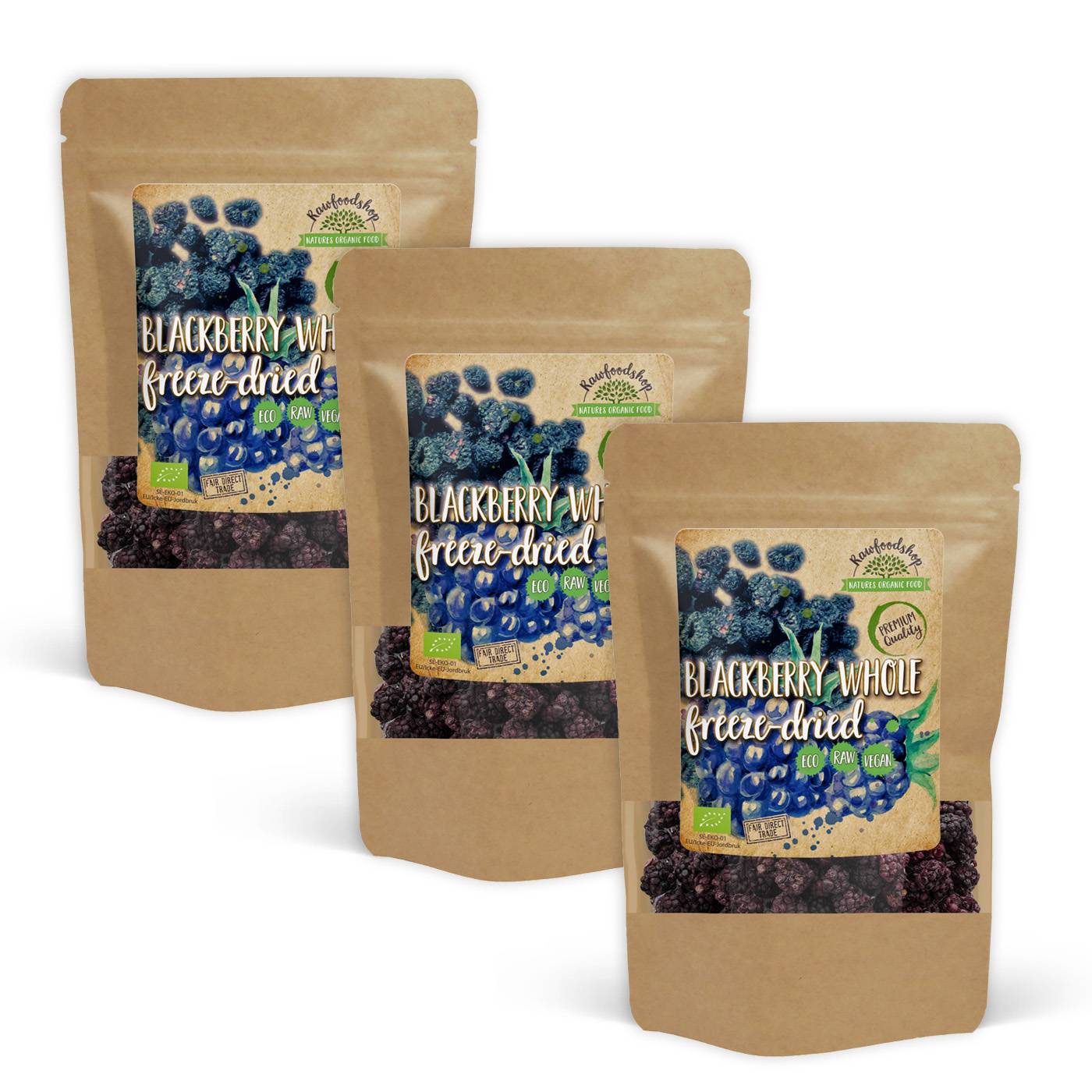 Brombær Frysetørret Hele ØKO 50g x 3 pakker