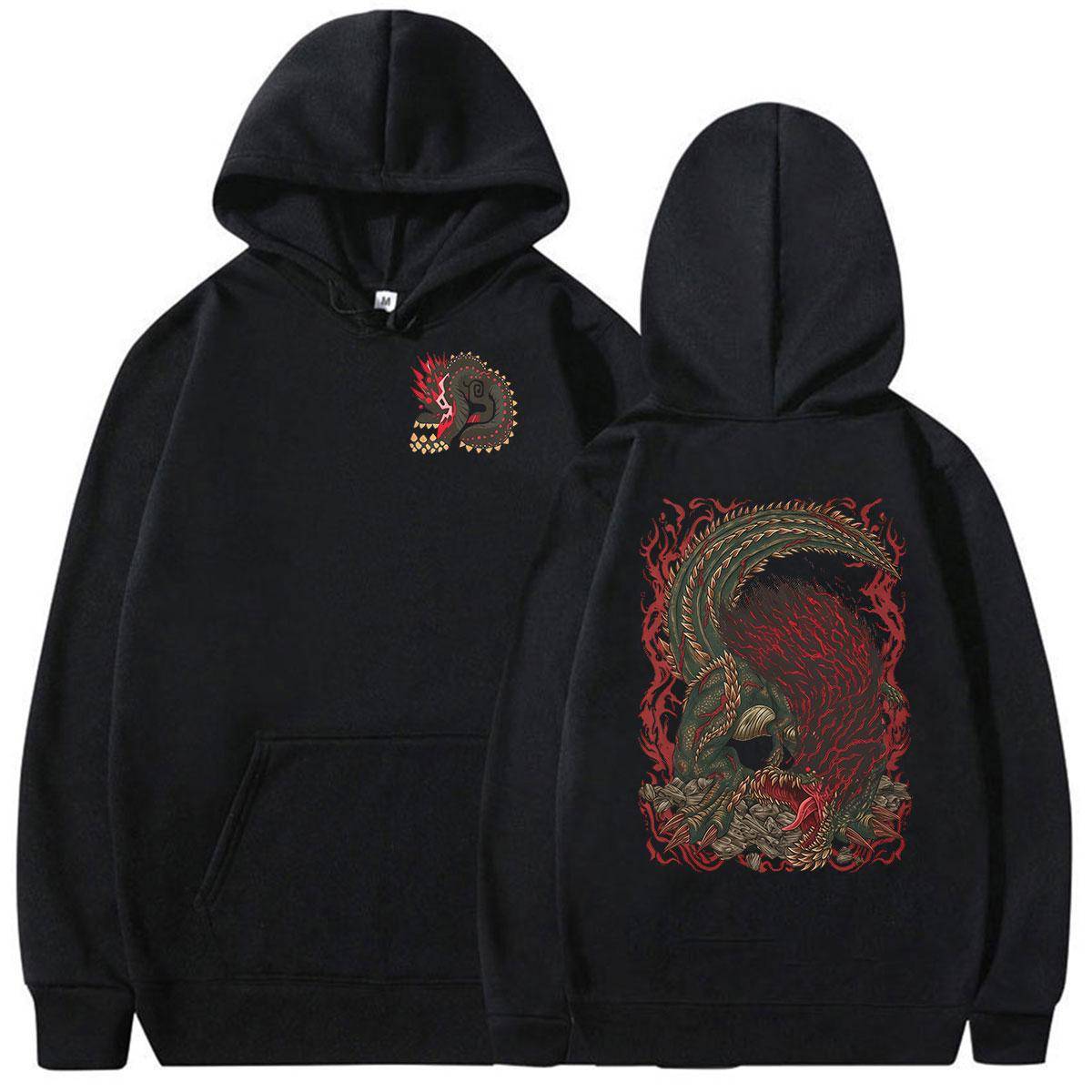 2026 Game Monster Hunter Deviljho The World Eate Hoodie Men's Autumn/Winter Fashion Vintage Oversized Sweatshirt Y2k Streetwear cm