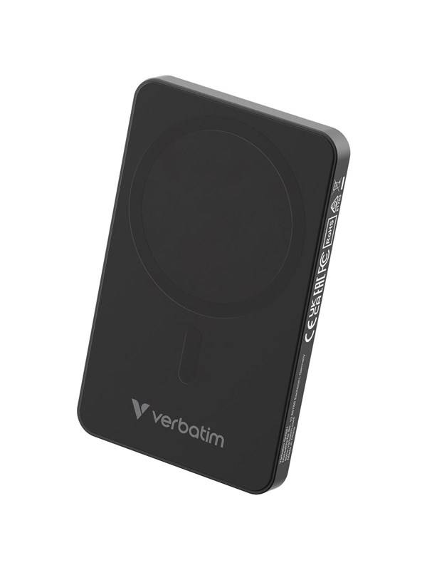 Verbatim Charge 'n' Go Essentials wireless power bank - magnetic - 24 pin USB-C - 20 Watt PowerBank - Svart - 5000 mAh