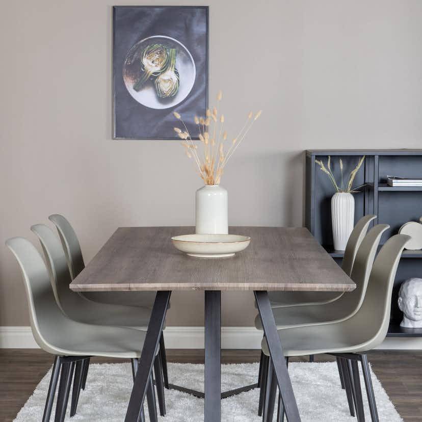 Marina Dining Table 180x90 cm+Polar Plastic Dining Chair