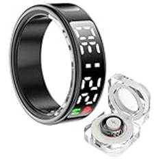 Smart Ring Health Tracker Med LED-skärm, Bärbar Sömnpuls Steg Blodsyre Blodtrycksmätare IP68 Vattentät Smart Ring For Kvinnor Män(Black,10)