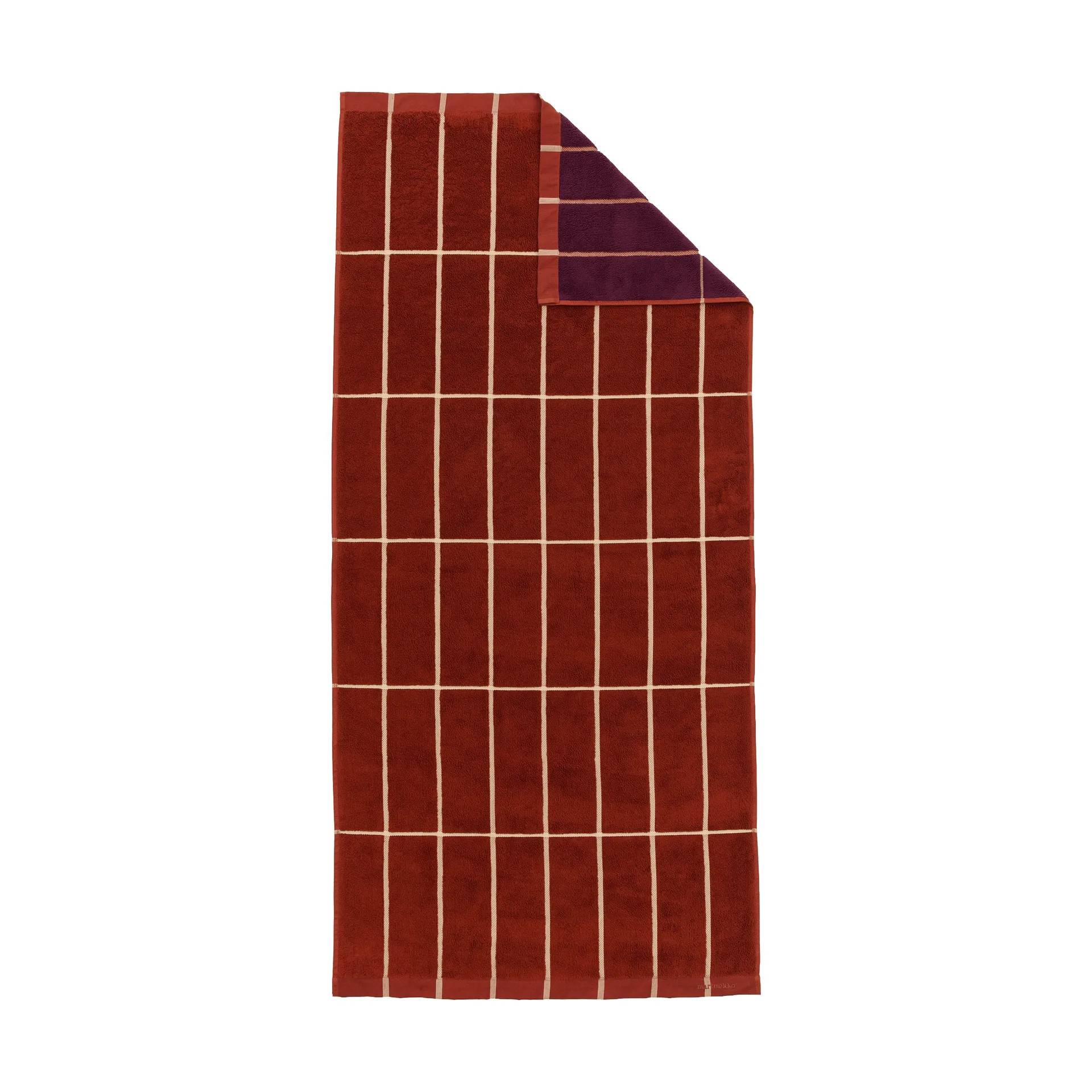 Marimekko Tiiliskivi handduk 70x150 cm Brick-plum-hay - Brun