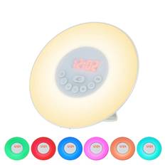 Wake Up Light Väckarklocka Soluppgång/Solnedgång Simulering Digital klocka med FM-radio 7 färger Ljus Natur Ljud Snooze Funktion Touch Control US Plug