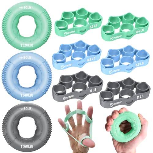 FitBeast Greppstyrketränare, Handtränare 9-delat Kit för Rehabilitering, Fingerträning och Handstyrka Handgrepp Stärkare för Klättrare, Äldre och Kontorsarbetare