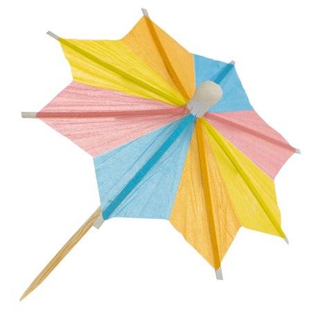 144 stk. Cocktailparaplyer Assorterede Farver 10 cm