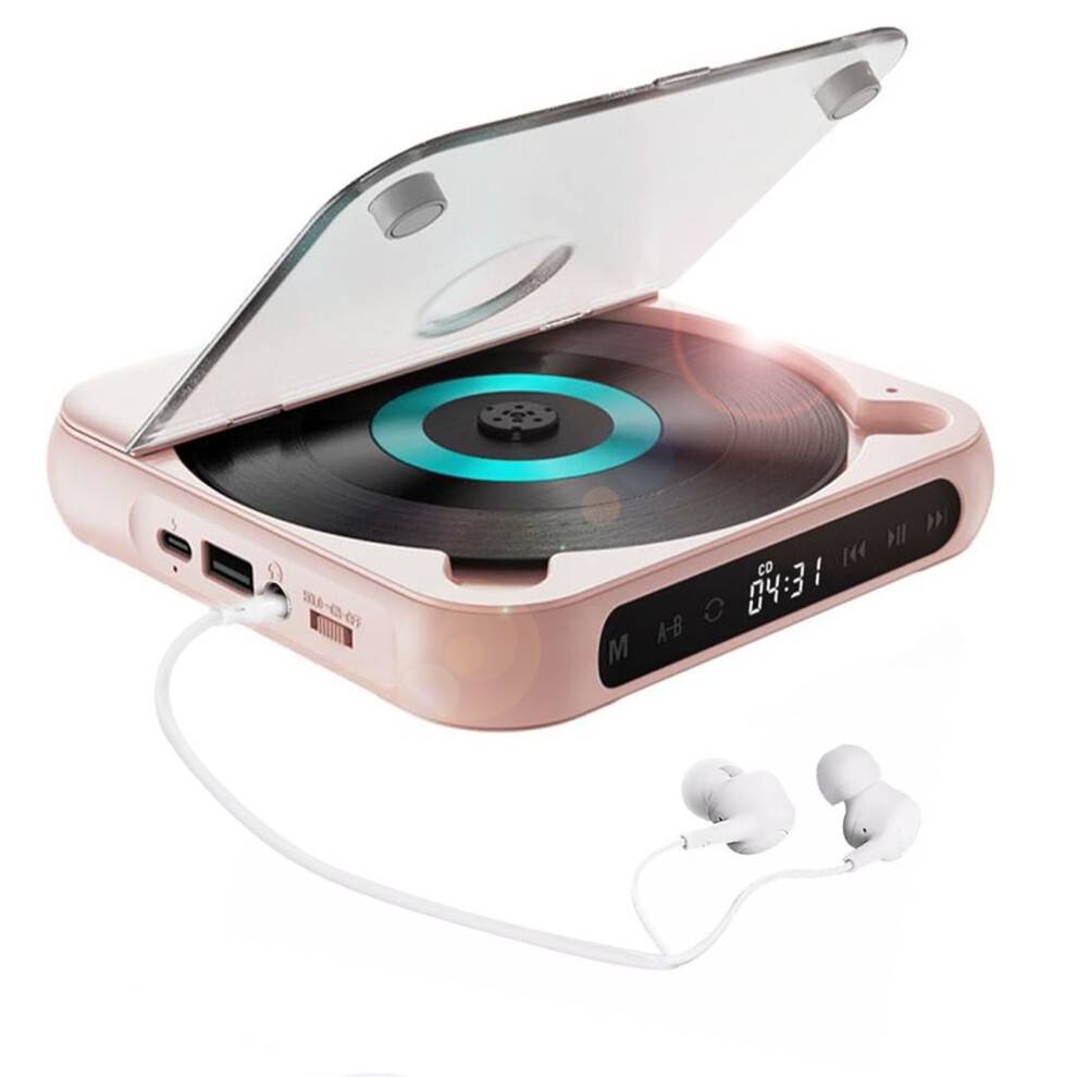 HiFi-CD-afspiller med låsbare kontrolknapper, bærbar Discman med TF-kortslot og genopladeligt batteri, multifunktionel musikafspiller med