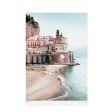 Lærredsbilleder Amalfi Cityscape Lærred (50x70 cm - Sort Ramme)
