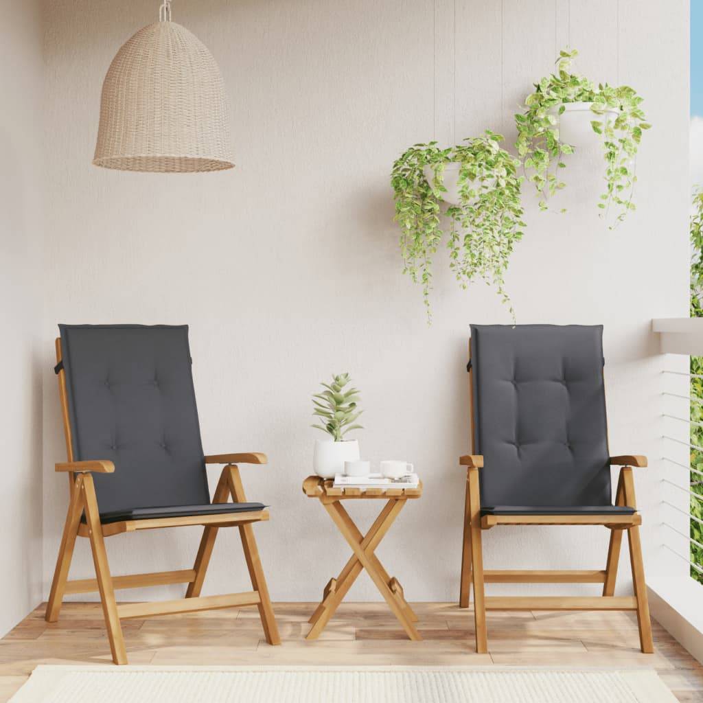vidaXL Fällbara fåtöljer med dynor, 2 st, massivt trä, teak