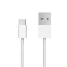 Linocell Flätad USB-A- till USB-C-kabel Vit 2 m