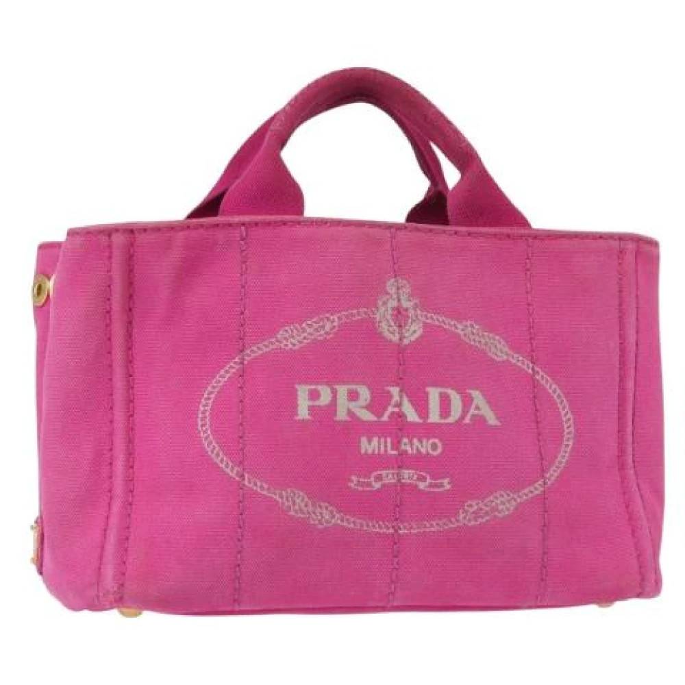 Prada Vintage Pre-owned Canvas Tote Bag - Vintage - Dame - Lyserød - ONE SIZE -