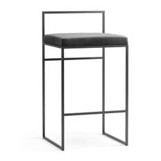 Department Barstol med Ryggstöd 80 cm Svart/ Koppar Velour