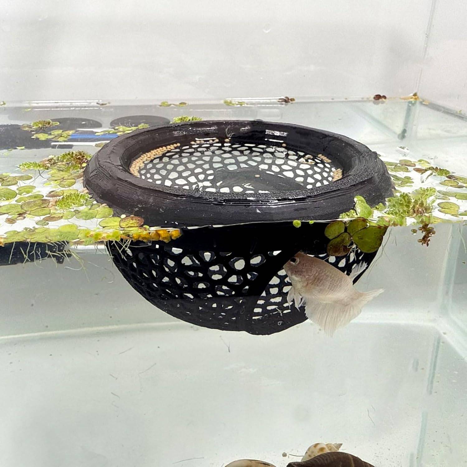 Akvarium Flytande Grotta Fisk Räka Gömställe Skydd 3-i-1 Hängmatta Matring & Viloplats för Kampfisk Små Akvariehusdjur svart