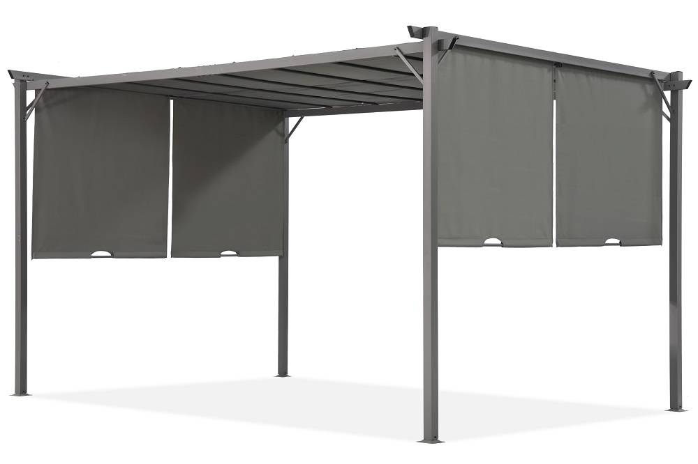 Antracit Sevilla 4x4m terrasspergola med myggnät Garden Point