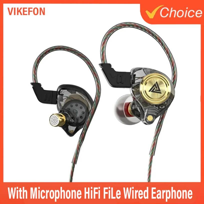 QKZ CK5 Wired Earphones In-Ear Headphones with Mic Volume Control HiFi Stereo Sound Deep Bass Tangle-Free for Phone Laptop PC