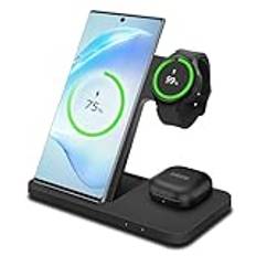 MMOBIEL Trådlös Laddningsstation för Samsung - 3 i 1 Trådlöst Laddningsställ för MagSafe Samsung Galaxy S24 / S23 / S22-serien, Galaxy Watch 6/5 / 4, Galaxy Buds - 15W - Trådlös Laddningsdocka