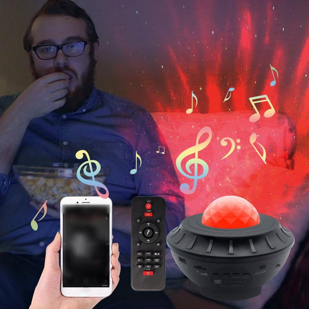 Led star projector nattljus galax starry night lamp fjärrkontroll havsvåg projektor fjärrkontroll svart