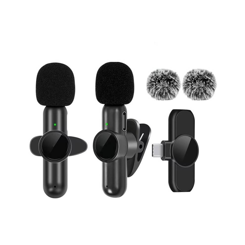 Wireless Lavalier Microphone Professional Dual Lapel Mic for Audio Video Recording Mobile Phone Vlogging