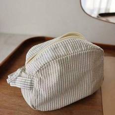 Randig multifunktionell sminkväska med stor kapacitet och dragkedja, unisex hudvård, kosmetika, necessärer, reseväska, semester, sommarlov, skollov, s - Vitt