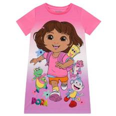 Dora The Explorer Nattlinne För Flickor, Kortärmad Nattklänning I Polyester, Barnpyjamas För Sommarnätter, Rosa 110