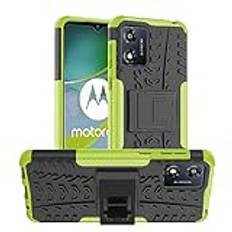 SHIEID Fodral till Motorola Moto E13 fodral, Motorola Moto E13 stativ skydd repbeständigt fodral, dubbelskiktsdesign silikon TPU + hårt PC-fodral för Sony Motorola Moto E13, grön