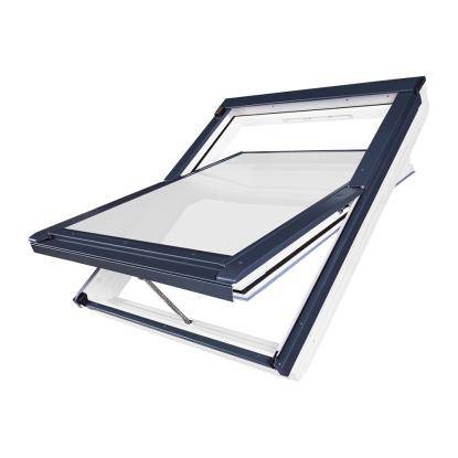 FAKRO GREENVIEW FTW-V P5E AWZX elektrisk ovenlysvindue med vippefunktion, hvidmalet træ, 3-lags glas - 78 x 118 cm