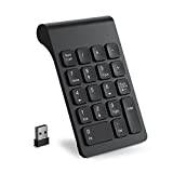 cimetech Trådlöst Numeriskt Tangentbord, Ergonomiskt Mini-portabelt Numeriskt Tangentbord med USB 2.4G-mottagare, 18-Tangenters Skrivbordstangentbord för Notebook, Surface Pro, PC (Svart)