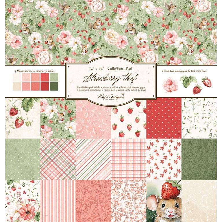 Maja Design - Strawberry thief - Hel kollektion - 30x30cm - 15st ark