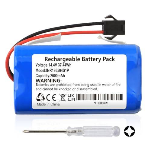 K KYUER 2600mAh Ersättningsbatteri för Xiaomi MI G1 Mijia G1 Vacuum Mop Essential G1 MJSTG1 SKV4136GL H18650CH Robot Vacuum Panasonic MC-WRC53 Phicomm X3 PUPPYOO R30 R30 Pro R35 Flyco FC9601 FC9602