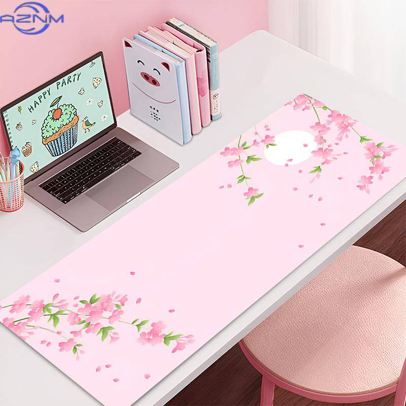 900x400 Musmatta Spelare Kontorsmatta Musplatta Spelrumstillbehör Kontorsskrivbordsmatta Körsbärsblomma Sakura Rosa Konst Tangentbordsmattor
