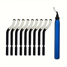 TEMU 10pcs Deburring Tool Set With 360° Rotatable Steel Handle - Ideal For Metal, Resin, Plastic, Copper & Wood, Deburring Tool For Metal