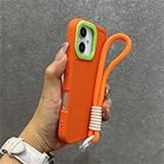 Handledsrem Armband Lanyard Telefonfodral För iPhone 15 16 Pro Max 14 13 12 11 X XR XS Collision Color Lins Protector Cover, orange, För iPhone 12Pro Max