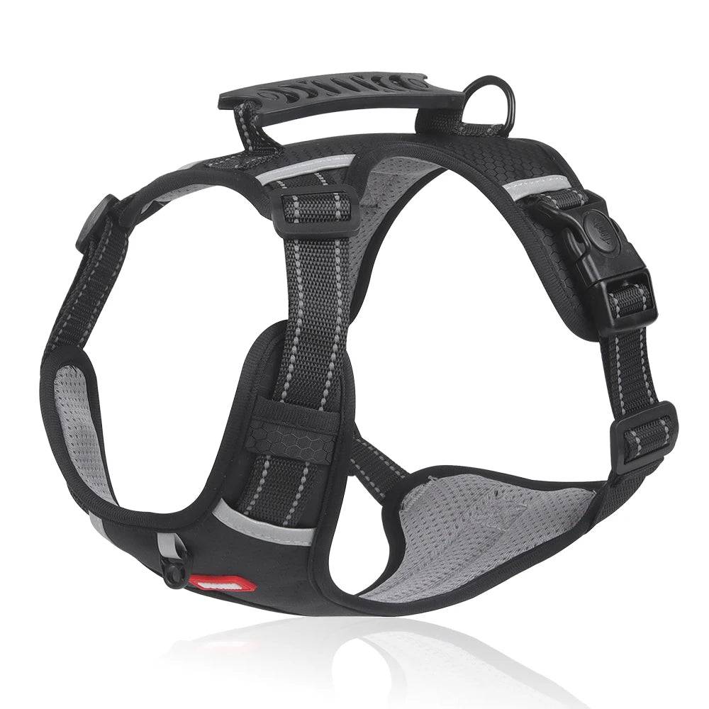 Reflective No-Pull Dog Harness Vest with AirTag Holder - Black / S / SPC (S)