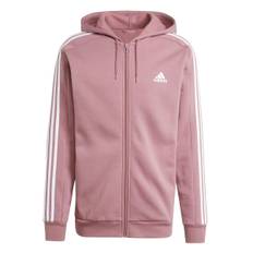 Adidas Essentials Fleece 3 Stripes Full Zip Hoodie Mens - Crimson