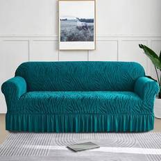 1pc Wave Pattern Sofa Slipcover, Non-Slip Sofa Cover With Skirt, Dustproof Anti-Cat Scratch Couch Cover Machine Washable Furniture Protector For Bedro - Green - Single Seat,2 Seater,3 Seater,4 Seater