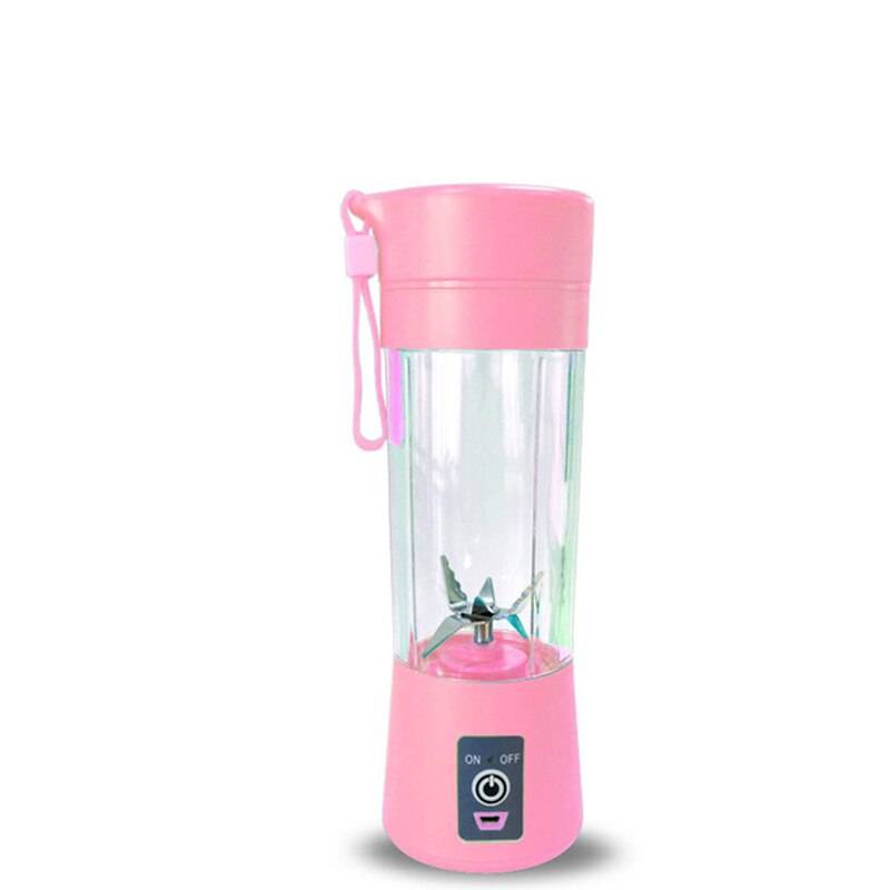 Bärbar juicemixer usb juicepress kopp multifunktion fruktmixer 2 4 6 blad mixer röd svart grön blå pu - Rosa