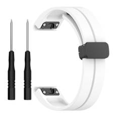 Garmin Fenix 7X/6X/6X Pro etc. Klockarmband i silikon med magnetlås - Vit