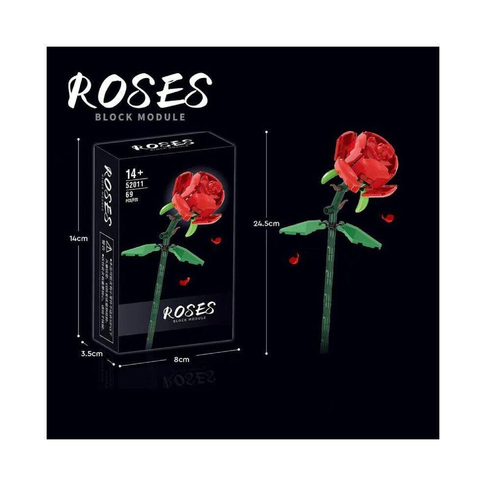 (Red) Building Flower Rose Block Toy Assembling Toys Birthdays Gifts Day Valentines