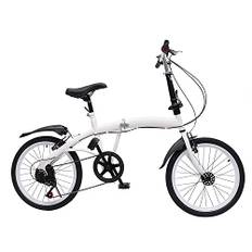 Jolre 20 tum vikbar 6-växlad vikbar cykel, hopfällbar cykel vuxna, utomhus sport stadscykel, V-broms, tonårscykel stadscykel, sits aluminium vikbar cykel, vit.