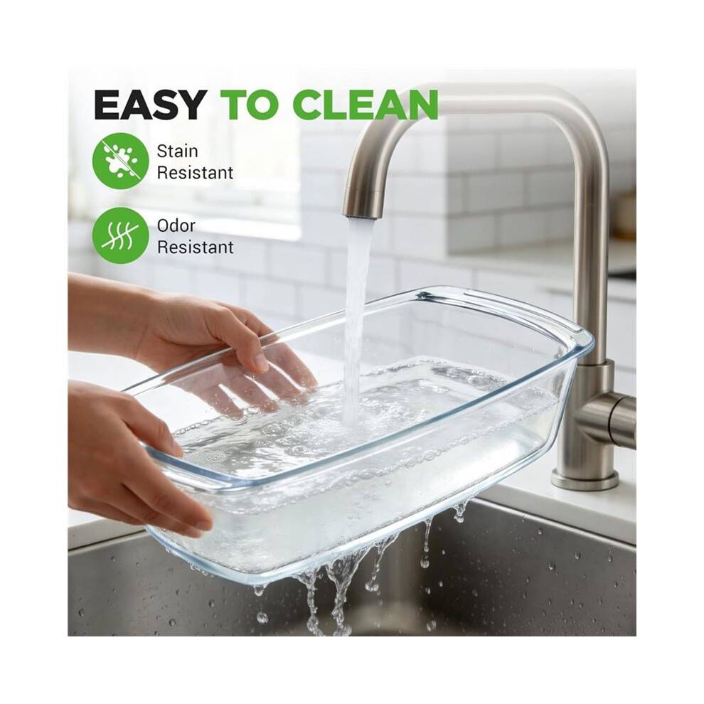 2 Piece Glass Loaf Pan Set with Lids - Stackable 1.8L Glass Bread Baking Dishes - 2 Food Storage Containers