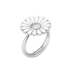 Georg Jensen Daisy ring i s�lv og hvid emalje