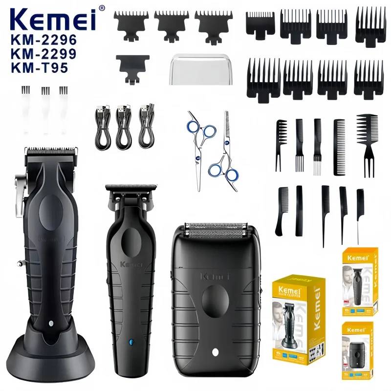 Kemei KM-2296 KM-2299 KM-T95 Professional Electric Hair Clipper Set Electric Shaver Men's Grooming Trimmer Care Kit Hair Clipper