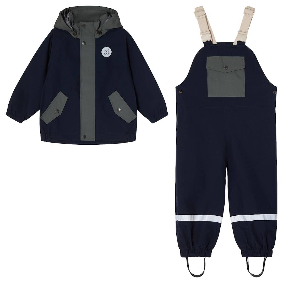 Kuling Skagen Regnställ Med God Andningsförmåga Navy Light Green Blocking Navy/Light Green Blocking-86/92 cm Marinblå 86/92 cm Pojkar, Flickor