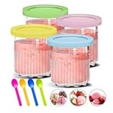 4-pack Creami behållare för Ninja Creami Deluxe Ice Cream Maker NC501 NC501EU NC500 för Ninja Creami Deluxe behållare NC501EU med lock för glass, sorbet, frost yoghurt, slushi