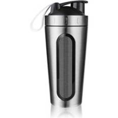 Mybotty 28oz vassleprotein pulver rostfritt stål shaker flaska vakuumisolering vattenflaska mixer sport gym utomhus drinkware - silver--