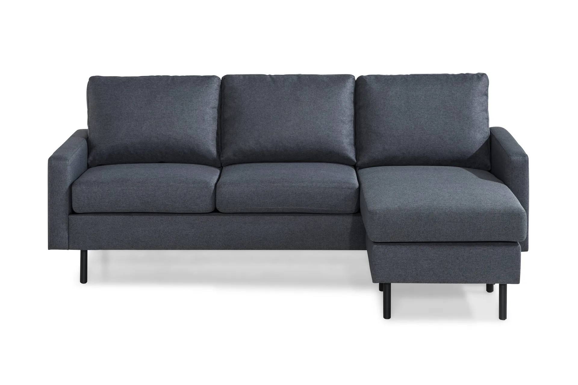 Peppe 3-sits Vändbar L-formad Divansoffa i Tyg - Mörkgrå & schäslongsoffa Grå Scandinavian Choice