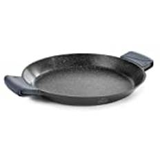 LACOR 25432 Paellapanna med silikonhandtag, non-stick-beläggning, lämplig för induktion, miljövänlig, utan PFOA, gjuten aluminium, 32 cm, svart