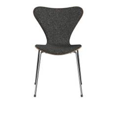 Fritz Hansen - 3107 Series 7, Front Upholstered, Vanir - Granite Brown 373 - Matstolar - Arne Jacobsen - Svart,Vit - Metall/Trä/Skum/Ull