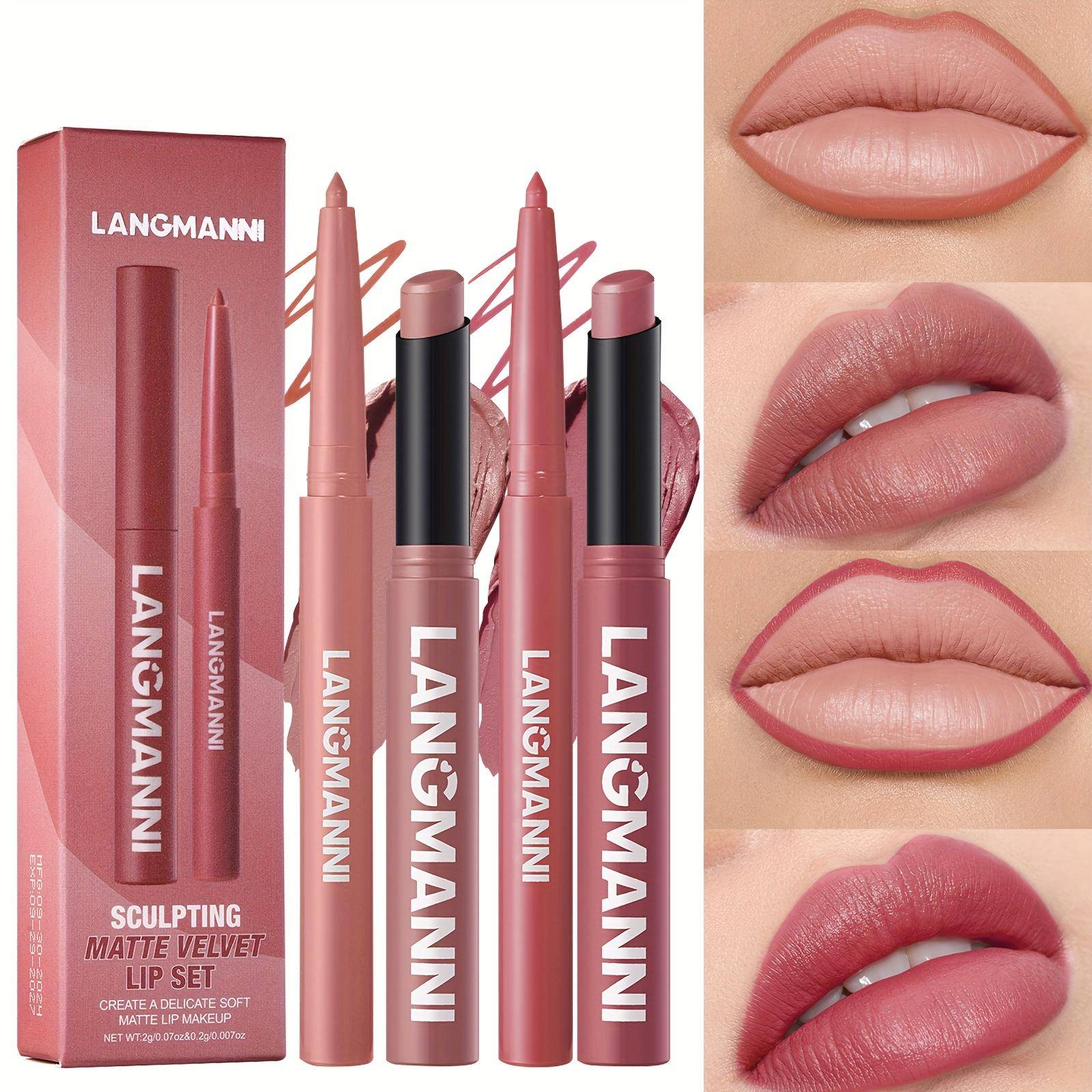 Läppenna & Läppstift Set, Matt och Återfuktande, Skapa Fylliga Läppar, Kladdfritt Långvarigt Sammetspenna Jämn Läppenna Vattentät Makeup